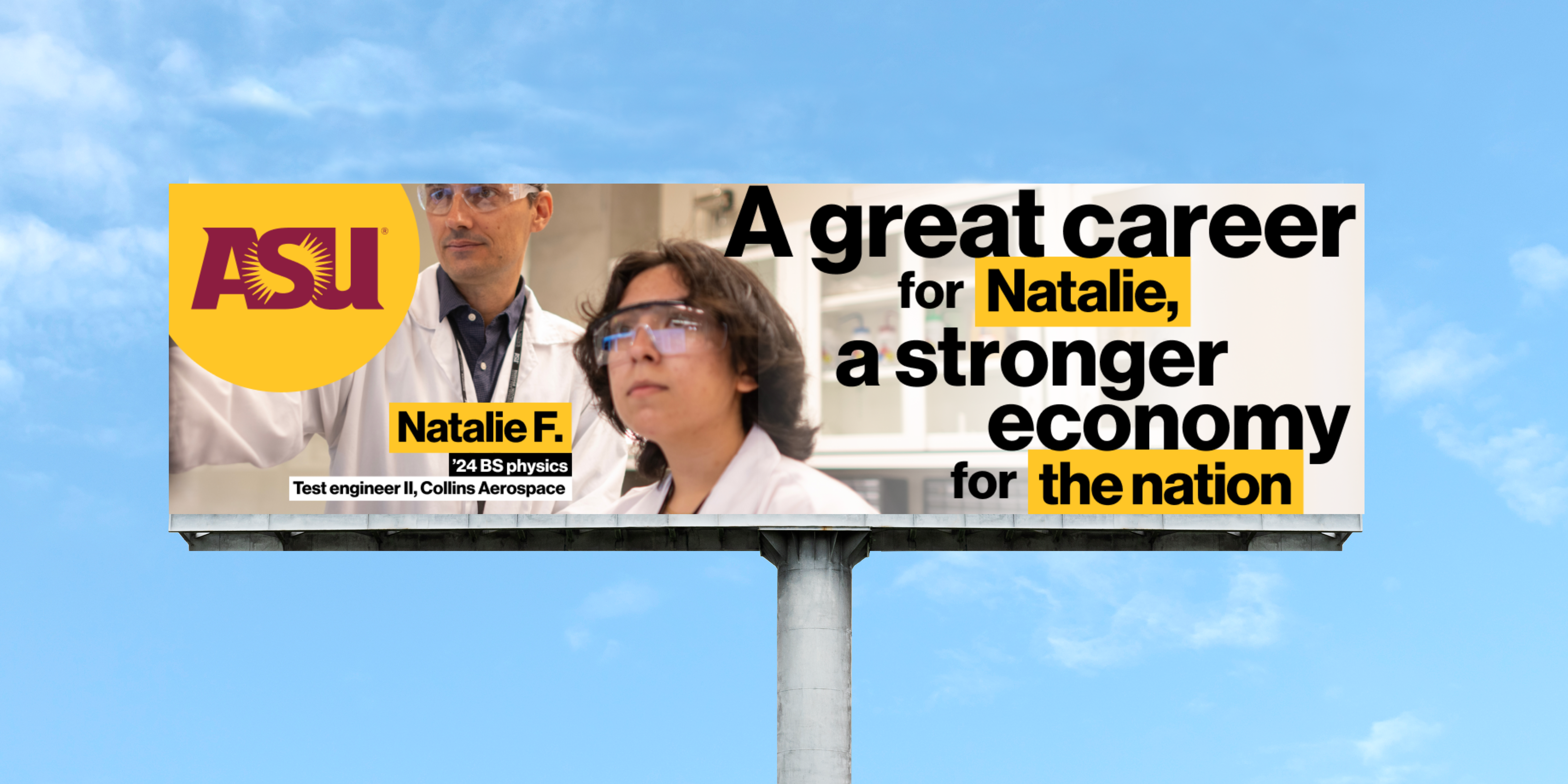A great career for Natalie, a stronger economy for the nation billboard